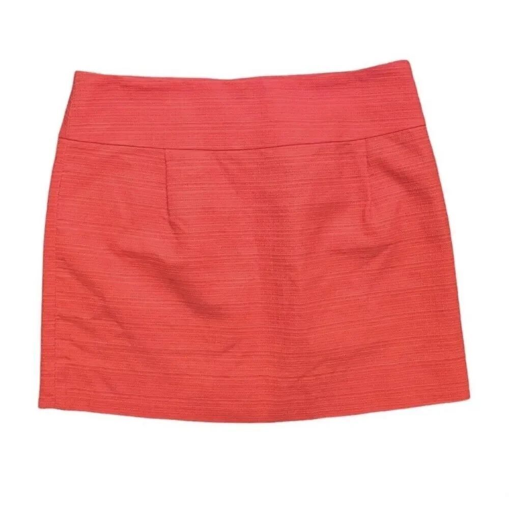 J.Crew Textured Mini Lined Skirt Coral Pink Size 6 Cotton Back Zip Career Preppy